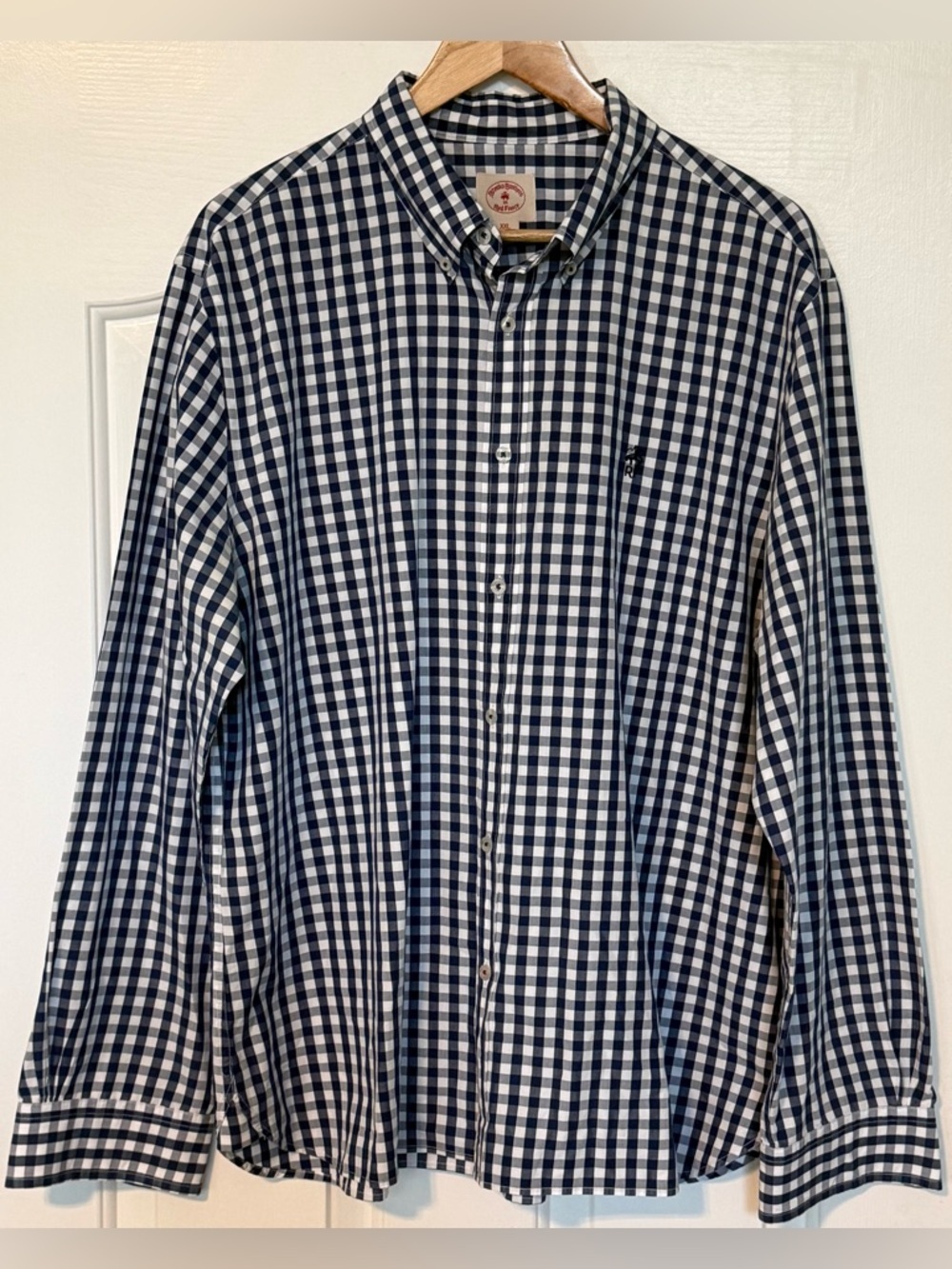 Brooks Brothers Red Fleece Blue Gingham Shirt XXL Men’s Button Down Cotton EUC